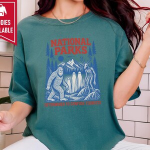 National Park Shirt, Bigfoot Cryptid Gift, Funny Camping Shirt, Retro Sasquatch Tee, Determined To Confuse Tourists image 9