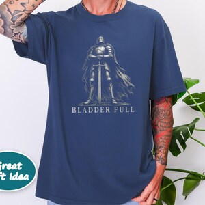 Tummy Hurts Shirt, Retro Knight Tee, Dark Souls Aesthetic, Funny Knight Shirt, Bladder Full, Dark Fantasy Gift image 5