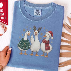 Christmas Goose Shirt, Festive Goose Sweatshirt, Funny Goose Gift, Holiday Bird Tee, Winter Animal Shirt, Ugly Christmas Sweater Style image 5
