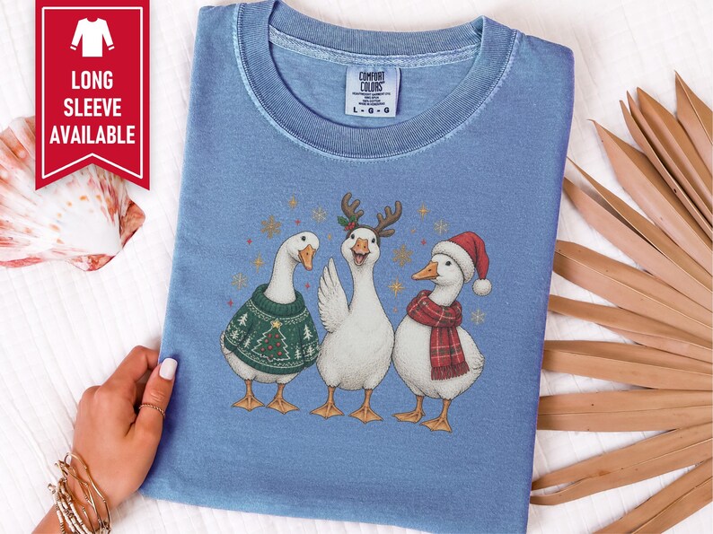 Christmas Goose Shirt, Festive Goose Sweatshirt, Funny Goose Gift, Holiday Bird Tee, Winter Animal Shirt, Ugly Christmas Sweater Style image 5
