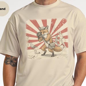Photography Fox Shirt | Vintage Camera Animal Tee | Urban Photographer Art Gift, Fox Photographer, Vintage Camera Tee, Urban Fox Art image 2