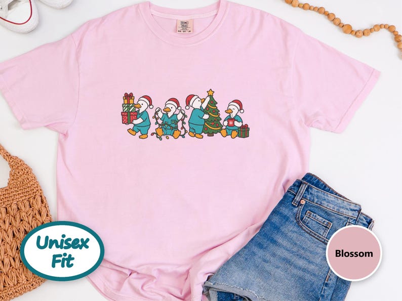 Christmas Scrub Top, Holiday Duck Shirt, Nurse Christmas Gift, Medical Staff Tee, Festive Doctor Sweater image 10