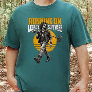 Programmer Shirt, Software Engineer Gift, Vintage Rocker Tee, Funny Coder Shirt, Tech Humor Gift, Running On Legacy Software