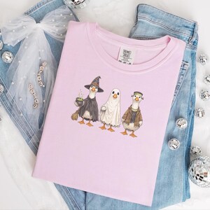 Comfort Colors Spooky Goose Halloween Sweatshirt, Frankenstein Ghostly Geese Outerwear, Birdwatching Spooky Season Sweatshirt, Witch Goose image 8