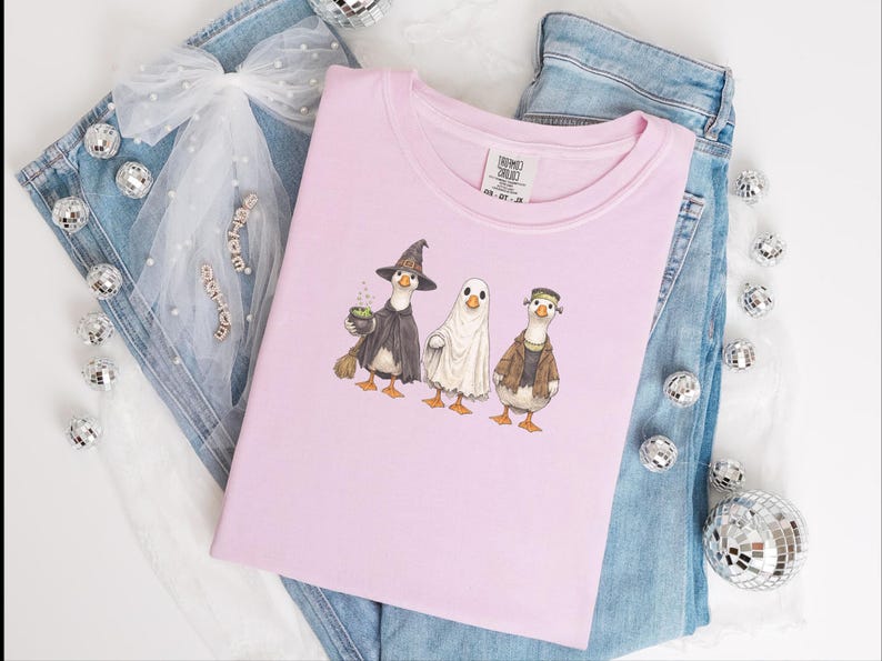 Comfort Colors Spooky Goose Halloween Sweatshirt, Frankenstein Ghostly Geese Outerwear, Birdwatching Spooky Season Sweatshirt, Witch Goose image 8