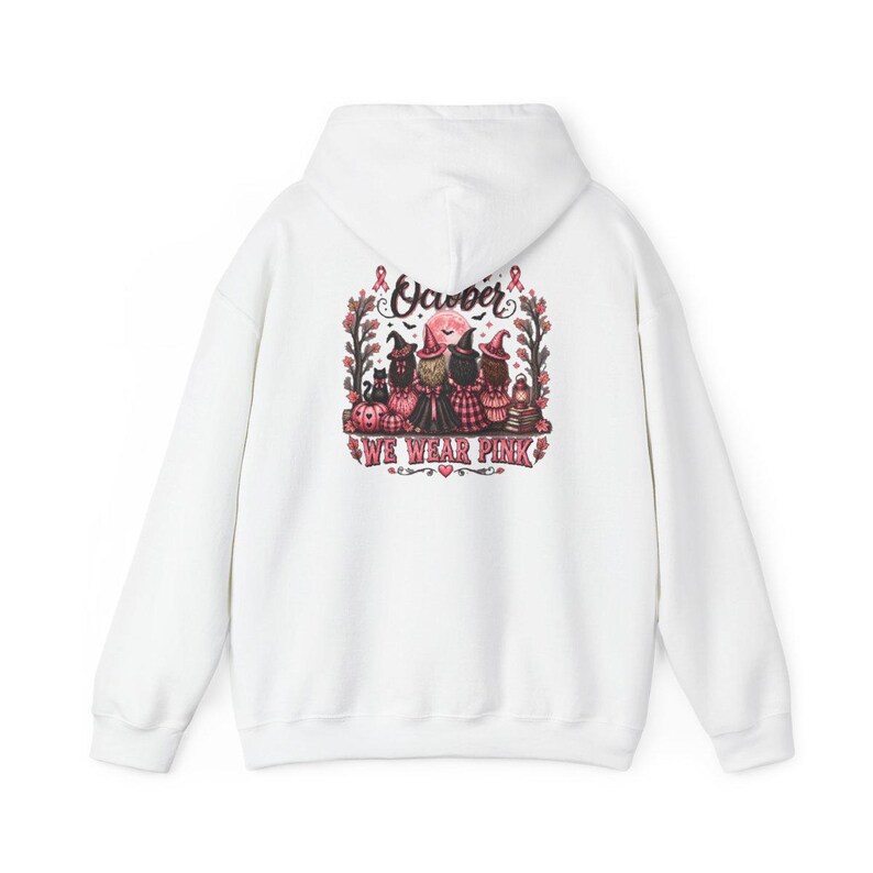 En octobre, on porte du rose ! T-shirt, cadeau d’Halloween pour la sensibilisation au cancer du sein, T-shirt de sorcière au ruban rose, Équipe de soutien aux personnes atteintes de cancer image 12