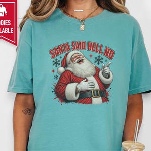 Funny Santa Shirt, Sarcastic Christmas Gift, Adult Humor Holiday Tee, Santa Said Hell No image 7