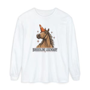 Funny Horse Shirt, Borderline Legendary Tee, Traffic Cone Unicorn Graphic, Horse Lover Gift, Equestrian Humor Top image 14