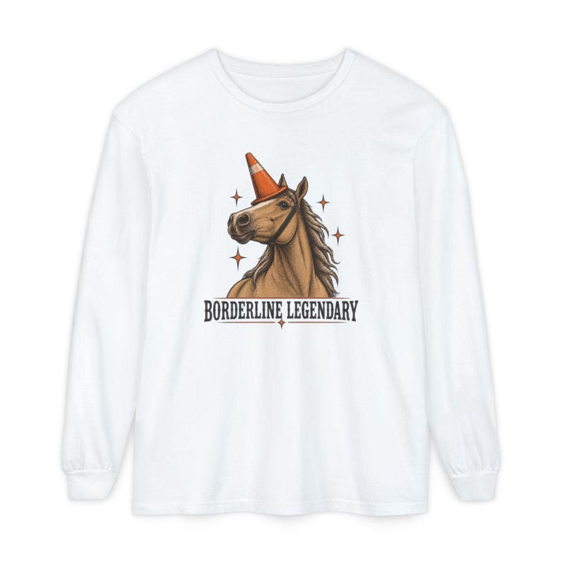 Funny Horse Shirt, Borderline Legendary Tee, Traffic Cone Unicorn Graphic, Horse Lover Gift, Equestrian Humor Top image 14