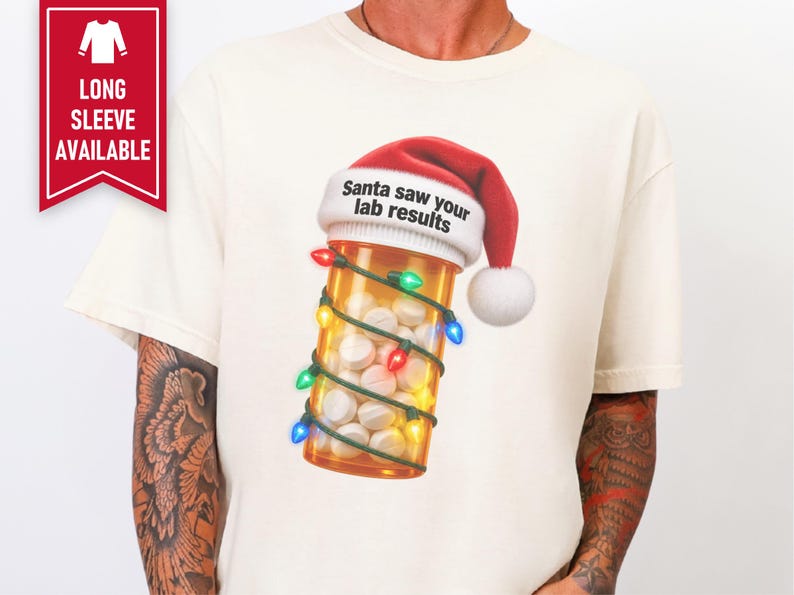 Pharmacy Technician Shirt, Funny Pharmacist Shirt, Pharmacy Tech Christmas Shirt, Santa Saw Your Lab Results image 8