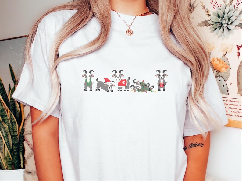 Christmas Goat Shirt, Christmas Goat Gift, Farm Animal Christmas Tee, Goat Lover Shirt, Christmas Farm Shirt image 1