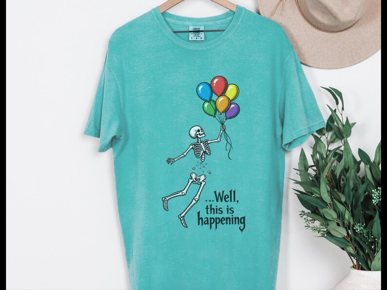 Well Shit Shirt, Skeleton Balloon Shirt, Funny Halloween Tee, Skeleton Lover Gift, Spooky Humor Shirt Bild 9