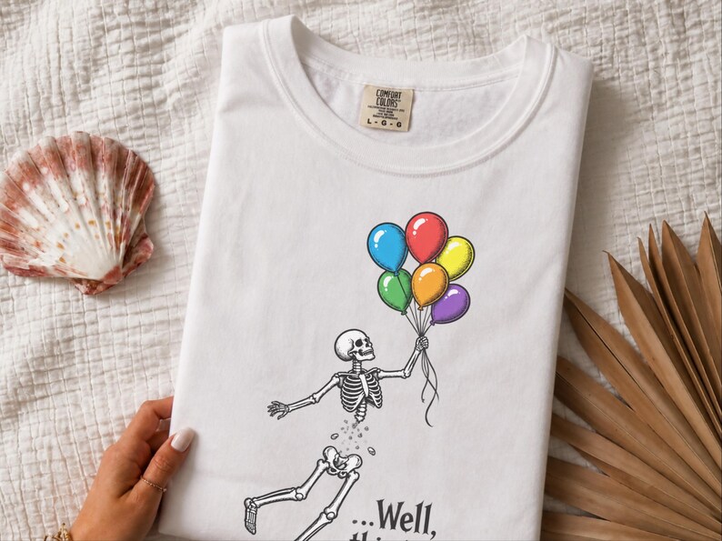 Well Shit Shirt, Skeleton Balloon Shirt, Funny Halloween Tee, Skeleton Lover Gift, Spooky Humor Shirt Bild 2
