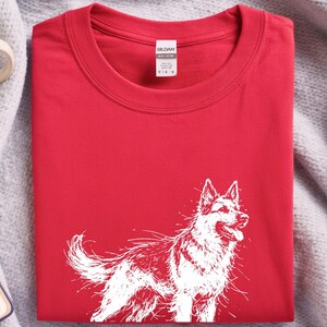 Maglietta con pastore tedesco / Maglietta con grafica a schizzo di pastore tedesco / Abbigliamento per amanti dei cani K9 immagine 3