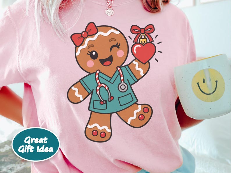 Christmas Nurse Shirt, Gingerbread Nurse Gift, Festive Nurse Sweatshirt, Holiday Medical Tee zdjęcie 7