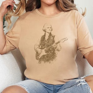 Funny Political Tee, Thomas Jefferson Electric Guitar Vintage Portrait, History Teacher Gift, Retro Music Shirt, Gag Gift for Adults image 8