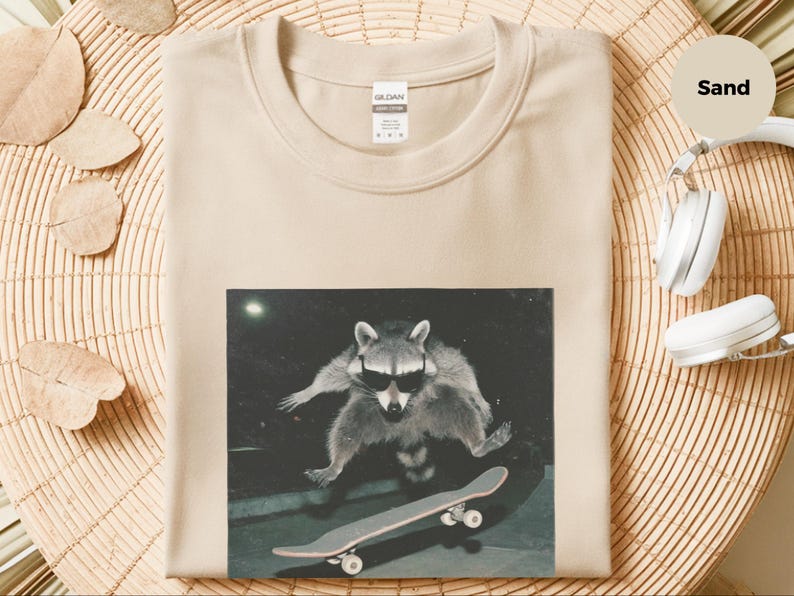 Urban Fashion Look Raccoon, Funny Skatepark Tee | Raccoon At The Skatepark, 90s Skater Gift | Trash Panda Live Fast Eat Trash Retro T-shirt image 7