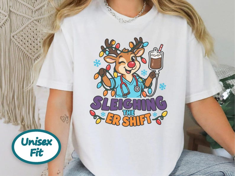 Er Christmas Shirt, Sleighing The Er Shift Nurse Top, Emergency Room Gift, Christmas Nurse Sweatshirt, Medical Staff Tee, Holiday Rn Gift image 8