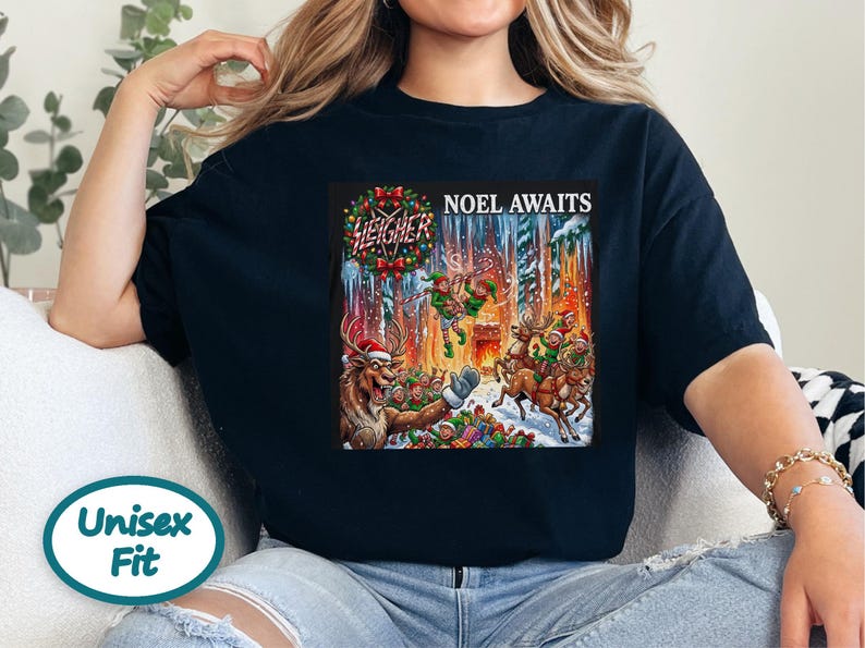 Heavy Metal Christmas Shirt, Sleigher Noel Awaits Thrash Holiday Tee, Punk Rock Christmas Gift, Metalhead Holiday Sweatshirt image 7