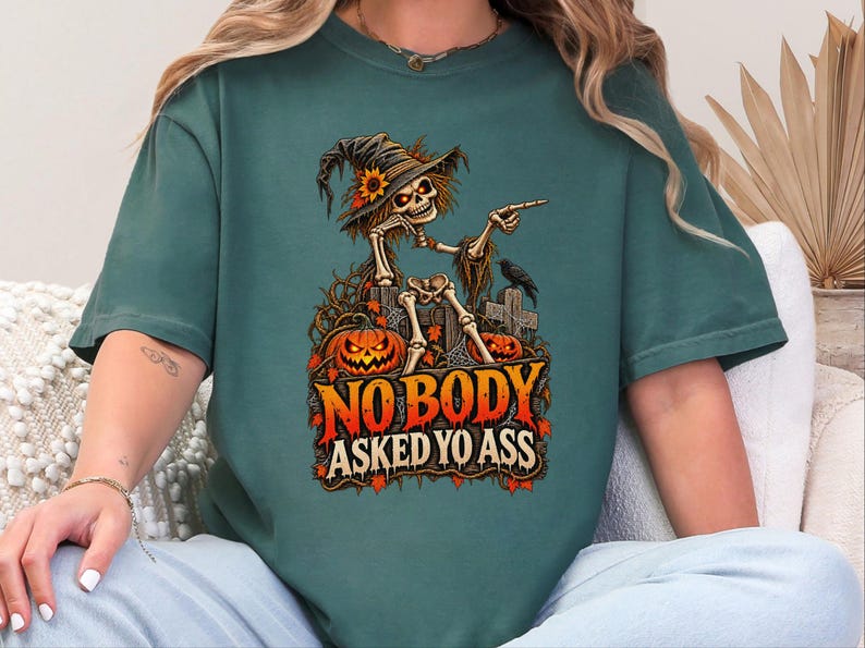 Funny Skeleton Shirt, Dark Humor Tee, Sarcastic Halloween Tee, Nobody Asked Yo Ass, Offensive Humor Shirt image 10