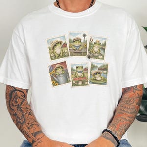 Vintage Frog Shirt, Frog Lover Gift, Postage Stamp Tee, Cottagecore Frog Tee, Animal Lover Gift image 7