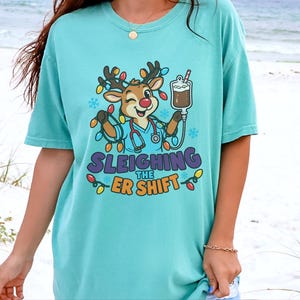 Er Christmas Shirt, Sleighing The Er Shift Nurse Top, Emergency Room Gift, Christmas Nurse Sweatshirt, Medical Staff Tee, Holiday Rn Gift