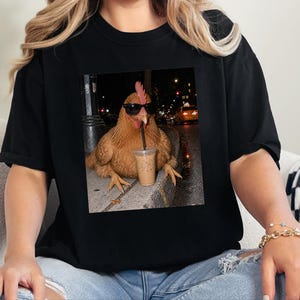 Funny Chicken Shirt, Iced Coffee Shirt, Chicken Lover Gift, Crazy Chicken Lady Tee, Backyard Farmer Gift image 1