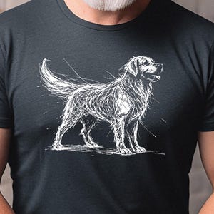 Golden Retriever Shirt | Sketch Canine Tee | Dog Lover Apparel | Puppy Art Print image 3