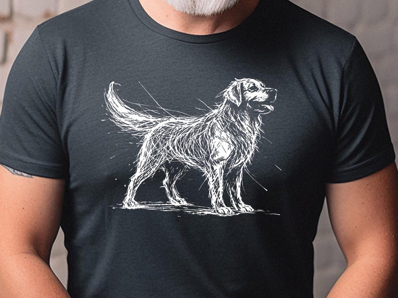 Golden Retriever Shirt | Sketch Canine Tee | Dog Lover Apparel | Puppy Art Print image 3