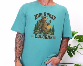 Grappig wandelshirt, T-shirt met natuurthema, cadeau-idee voor kampeerders, shirt met insectenspray, T-shirt met berenprint voor wandelaars, humoristisch cadeau voor wandelaars, shirt voor wandelliefhebbers