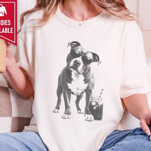 Funny Pitbull Shirt, Iced Coffee Dog Lover Gift, Pittie Mom Tee, Bully Breed Graphic Shirt, Vintage Dog Tee imagem 10