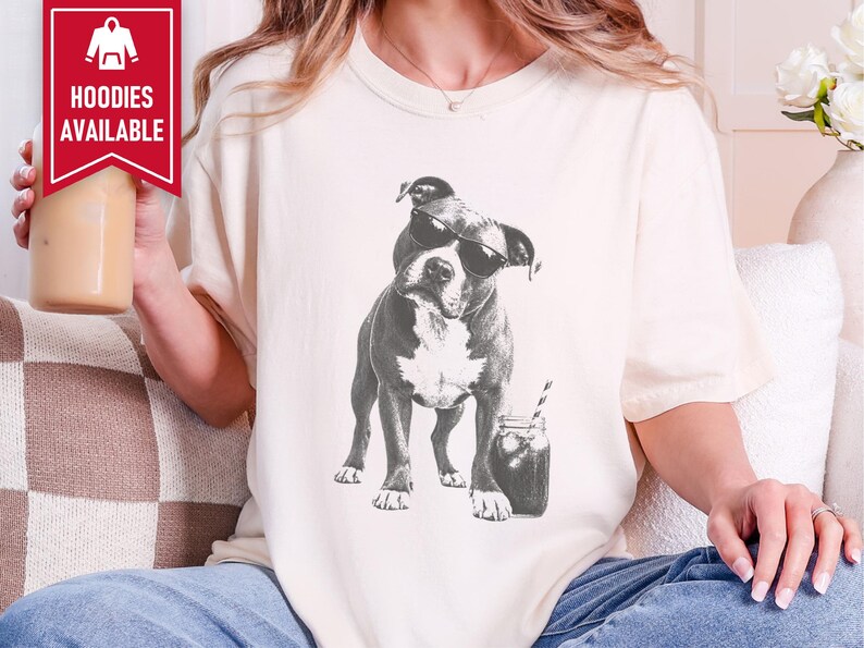 Funny Pitbull Shirt, Iced Coffee Dog Lover Gift, Pittie Mom Tee, Bully Breed Graphic Shirt, Vintage Dog Tee imagem 10