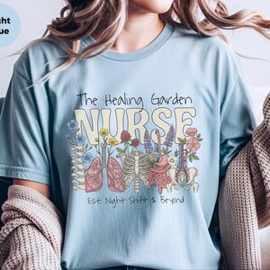 Boho Floral Nurse Shirt, The Healing Garden RN Top, Vintage Human Anatomy Art, Comfort Colors Medical Tee, Nursing School Grad Gift, LPN CNA image 7