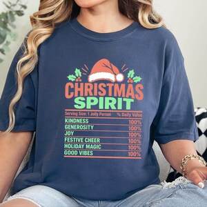 Christmas Spirit Nutrition Label Shirt, Family Christmas Tee, Matching Holiday Party Shirt, Funny Christmas Gift, Holiday Spirit Top image 12