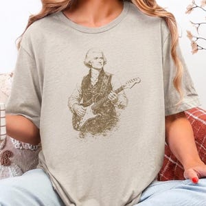 Funny Political Tee, Thomas Jefferson Electric Guitar Vintage Portrait, History Teacher Gift, Retro Music Shirt, Gag Gift for Adults image 2