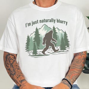 Comfort Colors Big Foot Shirts, Bigfoot Forest Blur Mountain Silhouette, Funny Sasquatch Cryptid Tee, Hiking Lover Gift for Men image 15
