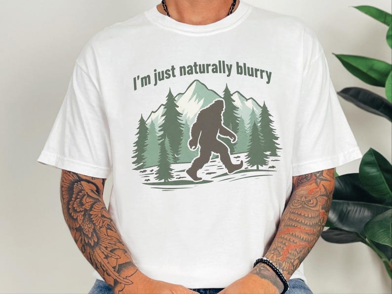 Comfort Colors Big Foot Shirts, Bigfoot Forest Blur Mountain Silhouette, Funny Sasquatch Cryptid Tee, Hiking Lover Gift for Men image 15