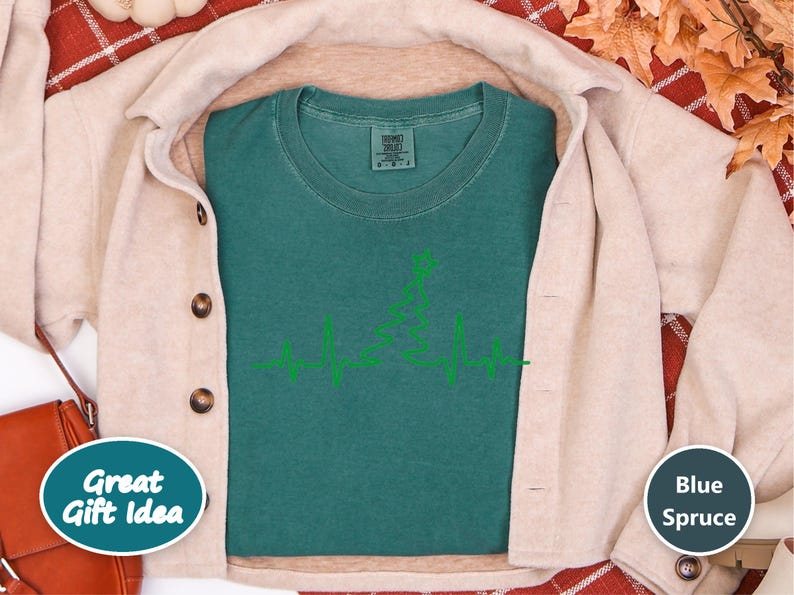 Grandpa Christmas Shirt, Cardiac Nurse Gift, Christmas Tree Heartbeat Tee, Cardiology Holiday Present, Grandpa Christmas Gift image 9