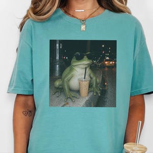 Weird Frog Shirt, Gift for Frog Lover, Sarcastic Coffee Lover, Funny Animal Meme image 1