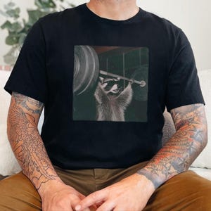 Gym Pumpcover Shirt, Raccoon Bodybuilding Humor Tee, Muscle Mommy Gift, Vintage Graphic Unisex Cotton Blend, Sarcastic Workout Apparel image 7