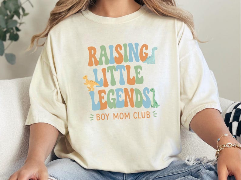 Comfort Colors Boy Mom Sweatshirt, Raising Little Legends Boy Mom Club Tee, Prehistoric Brontosaurus Dinosaur Lover Clothing, Boy Mama Gifts image 5