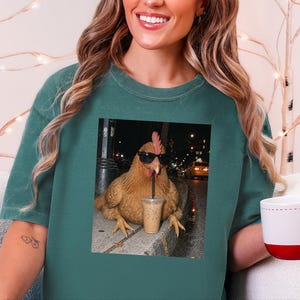 Funny Chicken Shirt, Iced Coffee Shirt, Chicken Lover Gift, Crazy Chicken Lady Tee, Backyard Farmer Gift image 6