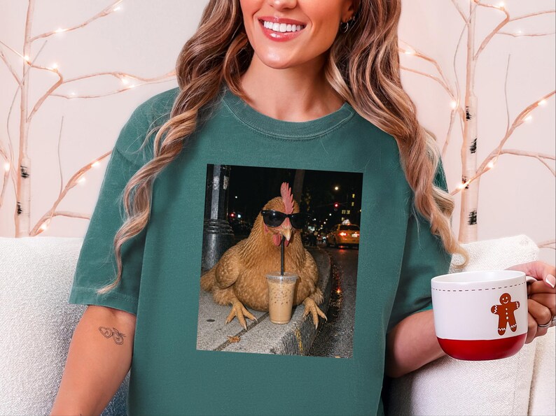 Funny Chicken Shirt, Iced Coffee Shirt, Chicken Lover Gift, Crazy Chicken Lady Tee, Backyard Farmer Gift image 6