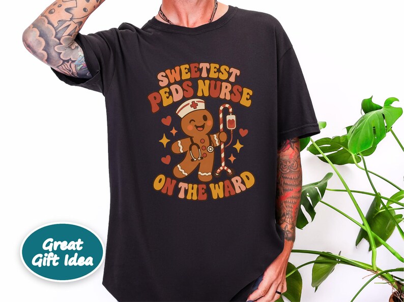 Christmas Pediatrics Nurse Shirt, Festive Nurse Gift, Sweetest Peds Nurse On The Ward, Holiday Medical Crewneck, Pediatric RN Sweater image 4