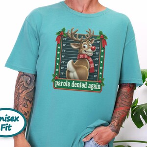 Christmas Family Shirt, Funny Christmas Sweatshirt, Reindeer Mugshot Holiday Tee, Naughty List Vacation Top image 6