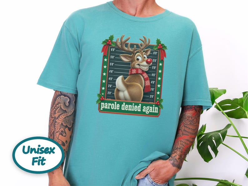Christmas Family Shirt, Funny Christmas Sweatshirt, Reindeer Mugshot Holiday Tee, Naughty List Vacation Top image 6