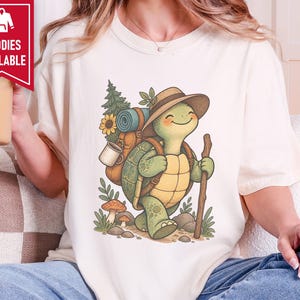 Turtle Lover Shirt, Hiking Gift Women, Camping Lover Gift, Outdoor Nature Tee, Wildlife Walking Shirt image 4
