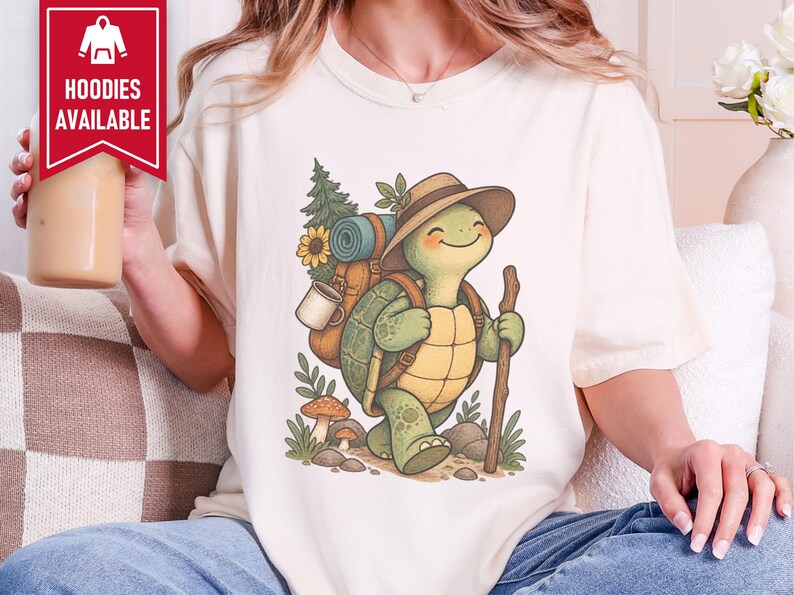 Turtle Lover Shirt, Hiking Gift Women, Camping Lover Gift, Outdoor Nature Tee, Wildlife Walking Shirt image 4