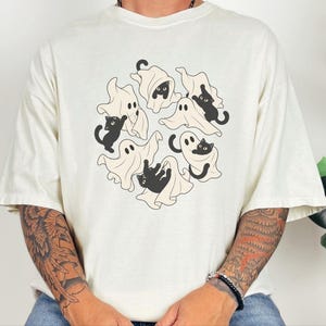 Ghost Cat Shirt, Black Cat Halloween Gift, Spooky Season T Shirt, Funny Cat Lover Tee, Fall Costume Shirt image 10