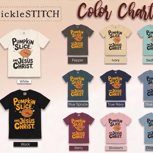 Comfort Colors Fall Christian Shirt, Pumpkin Slice And Jesus Christ Tee, Thanksgiving Faith Sunday Outfit, Inspirational Autumn image 16
